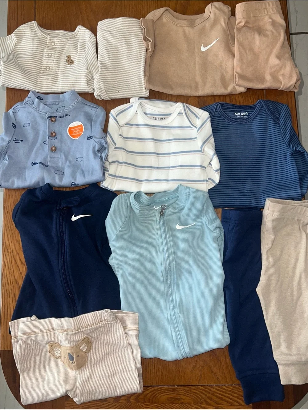 12 Pc Nike & Carter's Baby Boy Clothes Bundle 6M – Sleepers, Bodysuits & Pants